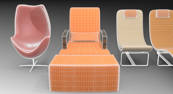 3d model pack 7 chairs - 7 modern chairs pack... by TotexArtz